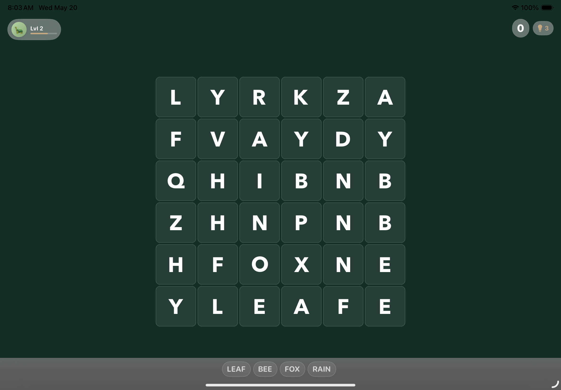 The Word Forage letter grid game